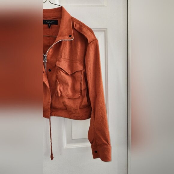 Rag & Bone XXS Cropped Burnt Orange Military Style Jacket - Picture 2 of 16